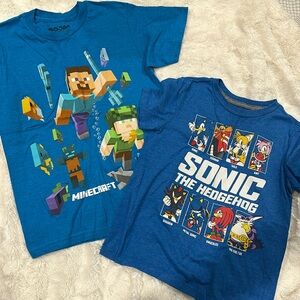 Video Game T-shirts kids small Minecraft and Sonic